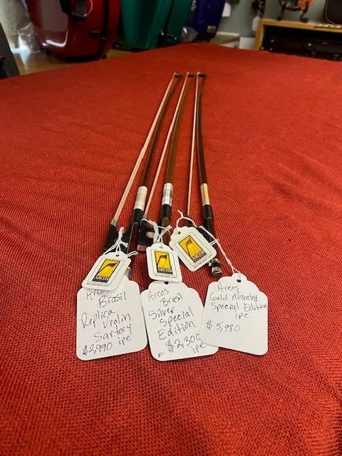 Violins and More of Lynchburg has Arcos Brazil violin bows for sale.